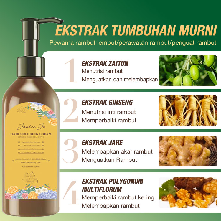 Promosi Hari Kemerdekaan-Pewarna Rambut Berbasis Tanaman Bebas Amonia JaniceJo-Bebas Amonia/Efektif menutupi uban/tidak merusak kulit kepala/anti alergi